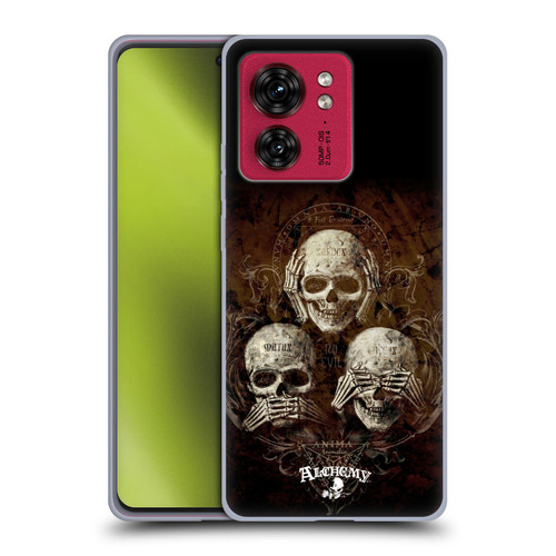 Alchemy Gothic Skull No Evil Three Skull Soft Gel Case for Motorola Moto Edge 40