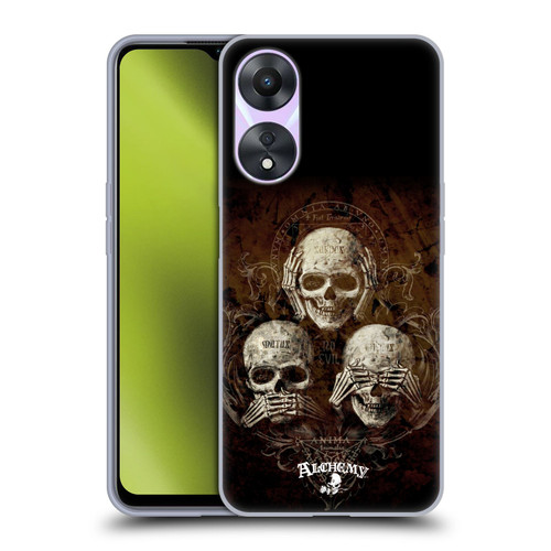 Alchemy Gothic Skull No Evil Three Skull Soft Gel Case for OPPO A78 5G