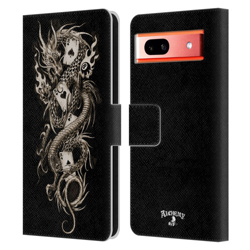 Alchemy Gothic Dragon Imperial Leather Book Wallet Case Cover For Google Pixel 7a