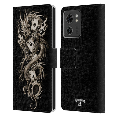 Alchemy Gothic Dragon Imperial Leather Book Wallet Case Cover For Motorola Moto Edge 40