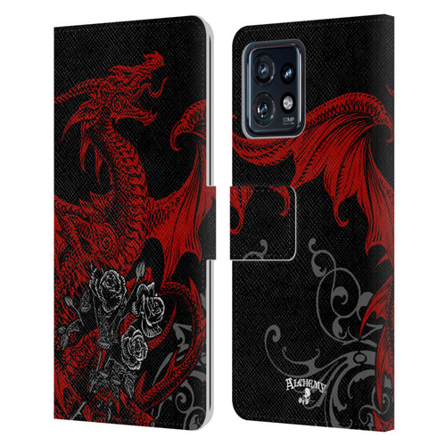 Alchemy Gothic Dragon Draco Rosa Leather Book Wallet Case Cover For Motorola Moto Edge 40 Pro