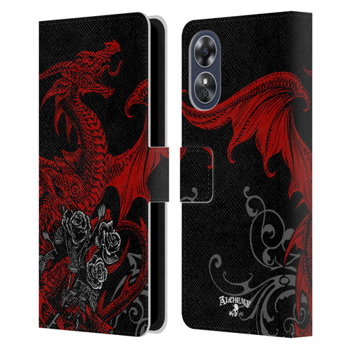 Alchemy Gothic Dragon Draco Rosa Leather Book Wallet Case Cover For OPPO A17