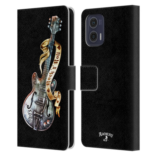 Alchemy Gothic Illustration Rock'it 56 Guitar Leather Book Wallet Case Cover For Motorola Moto G73 5G