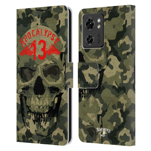 Alchemy Gothic Skull Camo Skull Leather Book Wallet Case Cover For Motorola Moto Edge 40