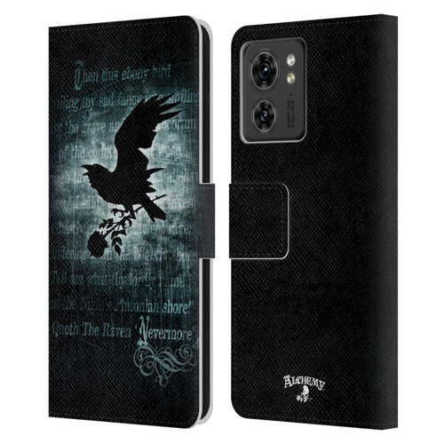 Alchemy Gothic Wing Nevermore Leather Book Wallet Case Cover For Motorola Moto Edge 40