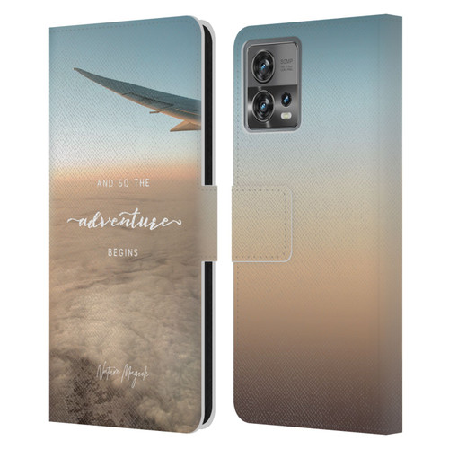 Nature Magick So The Adventure Begins Quote Airplane Leather Book Wallet Case Cover For Motorola Moto Edge 30 Fusion