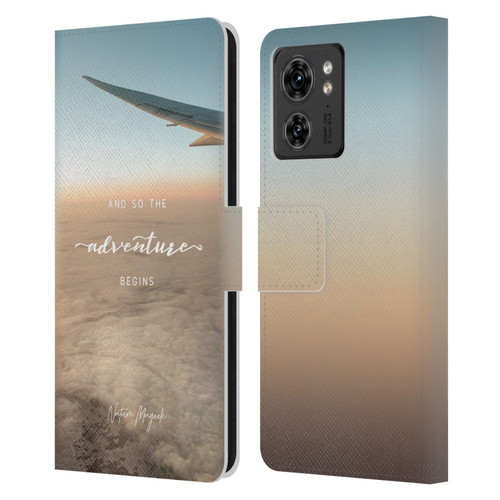 Nature Magick So The Adventure Begins Quote Airplane Leather Book Wallet Case Cover For Motorola Moto Edge 40