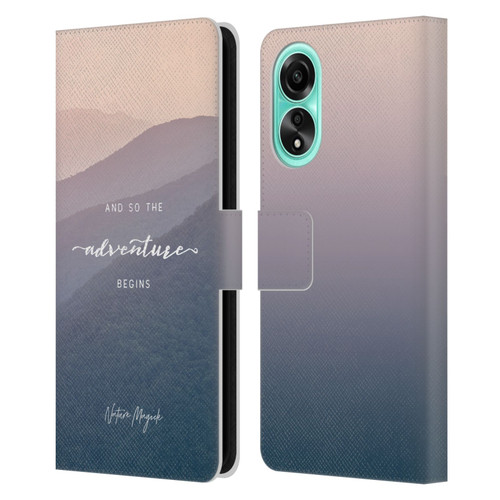 Nature Magick So The Adventure Begins Quote Mountains Leather Book Wallet Case Cover For OPPO A78 5G