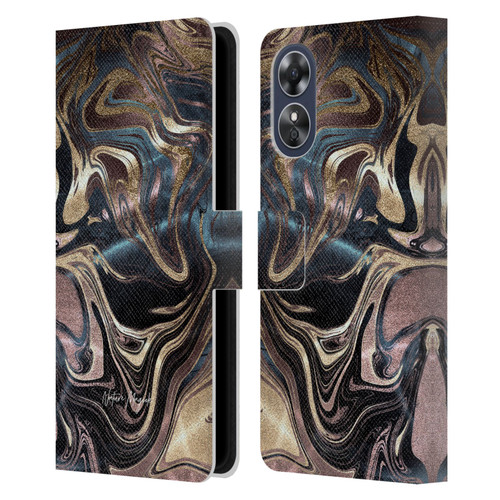 Nature Magick Luxe Gold Marble Metallic Copper Leather Book Wallet Case Cover For OPPO A17