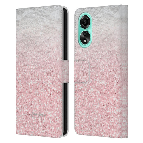 Nature Magick Rose Gold Marble Glitter Pink Sparkle 2 Leather Book Wallet Case Cover For OPPO A78 4G