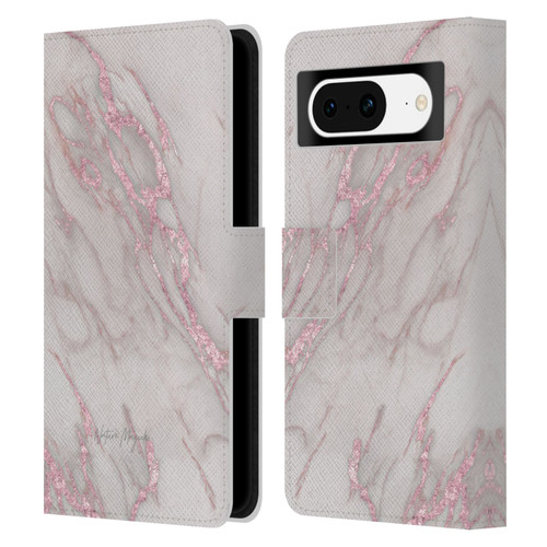 Nature Magick Marble Metallics Pink Leather Book Wallet Case Cover For Google Pixel 8