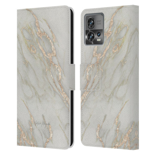 Nature Magick Marble Metallics Gold Leather Book Wallet Case Cover For Motorola Moto Edge 30 Fusion