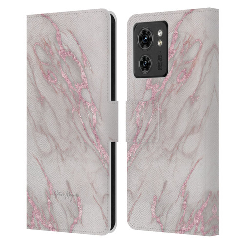 Nature Magick Marble Metallics Pink Leather Book Wallet Case Cover For Motorola Moto Edge 40