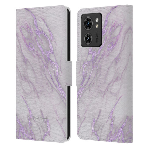 Nature Magick Marble Metallics Purple Leather Book Wallet Case Cover For Motorola Moto Edge 40