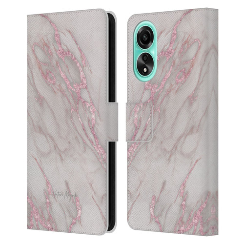 Nature Magick Marble Metallics Pink Leather Book Wallet Case Cover For OPPO A78 4G