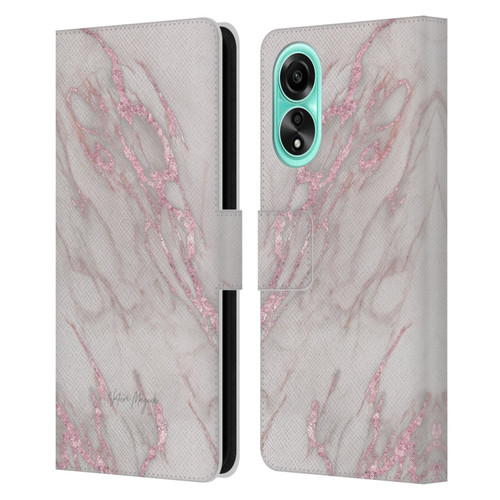 Nature Magick Marble Metallics Pink Leather Book Wallet Case Cover For OPPO A78 5G