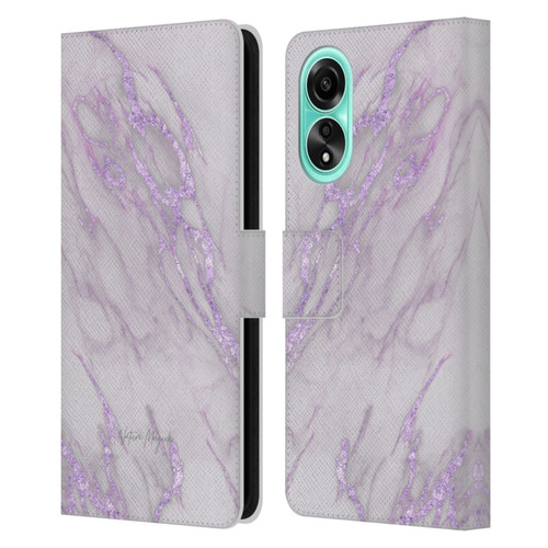 Nature Magick Marble Metallics Purple Leather Book Wallet Case Cover For OPPO A78 5G