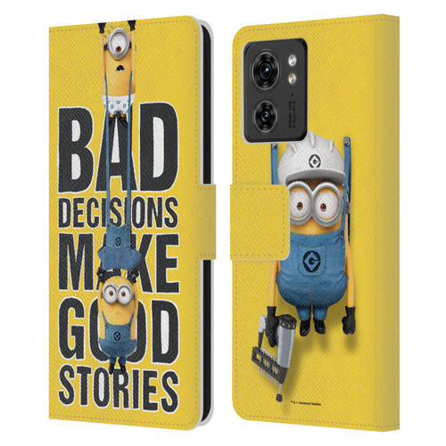 Despicable Me Funny Minions Bad Decisions Leather Book Wallet Case Cover For Motorola Moto Edge 40