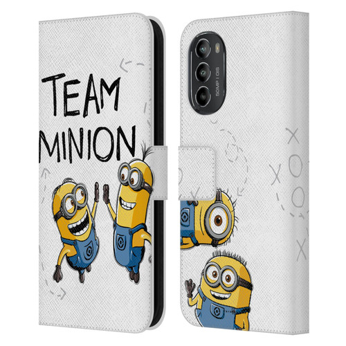 Despicable Me Minion Graphics Team High Five Leather Book Wallet Case Cover For Motorola Moto G82 5G