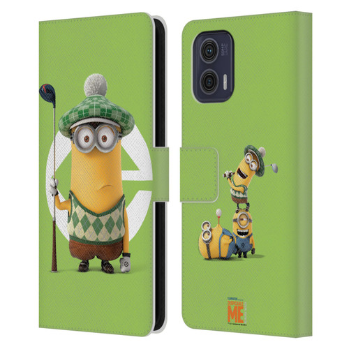 Despicable Me Minions Kevin Golfer Costume Leather Book Wallet Case Cover For Motorola Moto G73 5G