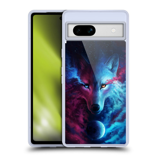 Jonas "JoJoesArt" Jödicke Wildlife Wolf Galaxy Soft Gel Case for Google Pixel 7a