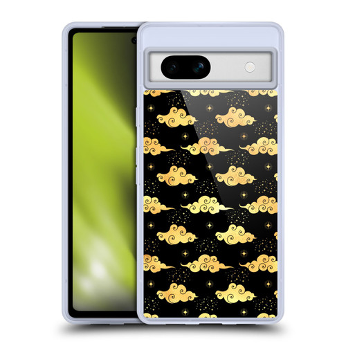 Haroulita Celestial Gold Cloud And Star Soft Gel Case for Google Pixel 7a
