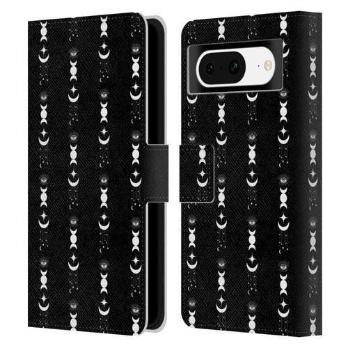 Haroulita Celestial Black And White Moon Leather Book Wallet Case Cover For Google Pixel 8