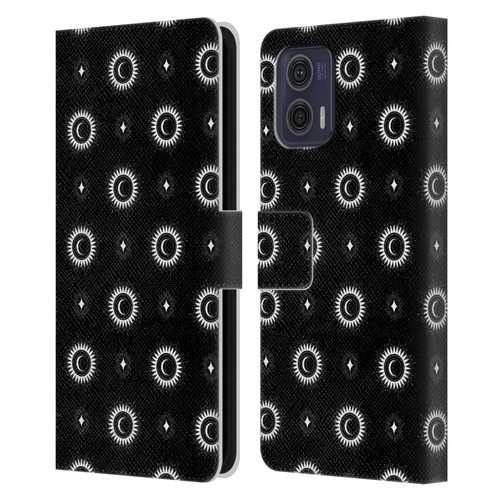Haroulita Celestial Black And White Sun And Moon Leather Book Wallet Case Cover For Motorola Moto G73 5G