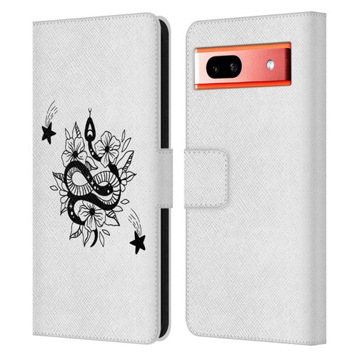 Haroulita Celestial Tattoo Snake And Flower Leather Book Wallet Case Cover For Google Pixel 7a