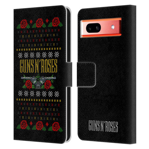 Guns N' Roses Christmas Text Logo Pistol Leather Book Wallet Case Cover For Google Pixel 7a