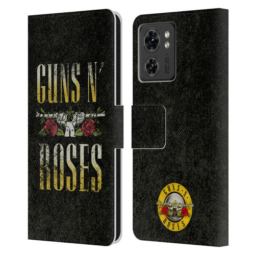 Guns N' Roses Key Art Text Logo Pistol Leather Book Wallet Case Cover For Motorola Moto Edge 40