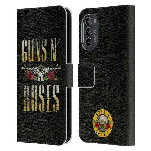 Guns N' Roses Key Art Text Logo Pistol Leather Book Wallet Case Cover For Motorola Moto G82 5G