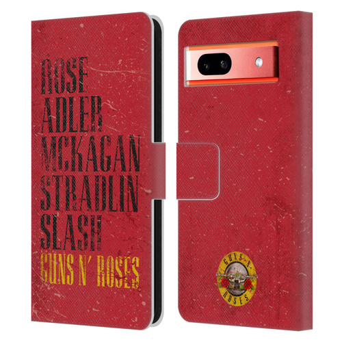 Guns N' Roses Vintage Names Leather Book Wallet Case Cover For Google Pixel 7a