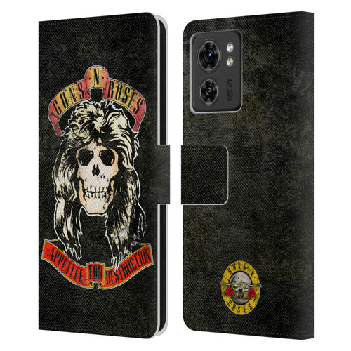Guns N' Roses Vintage Adler Leather Book Wallet Case Cover For Motorola Moto Edge 40