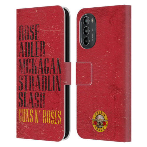 Guns N' Roses Vintage Names Leather Book Wallet Case Cover For Motorola Moto G82 5G