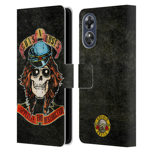 Guns N' Roses Vintage Rose Leather Book Wallet Case Cover For OPPO A17