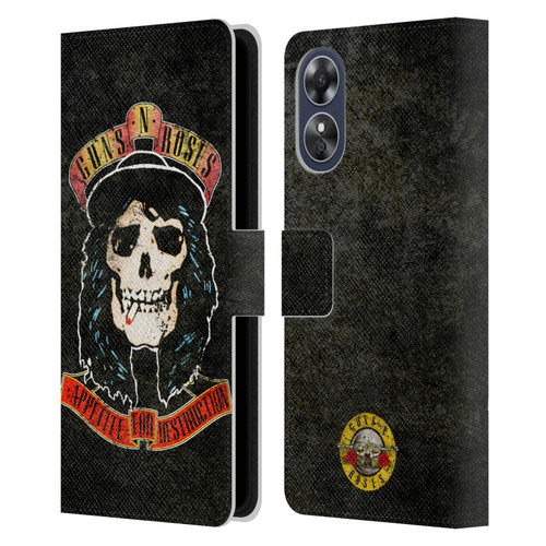 Guns N' Roses Vintage Stradlin Leather Book Wallet Case Cover For OPPO A17