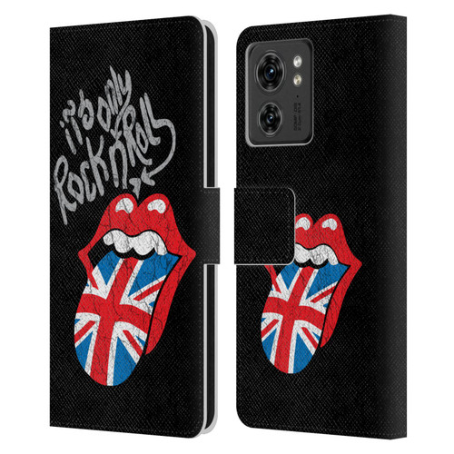 The Rolling Stones Albums Only Rock And Roll Distressed Leather Book Wallet Case Cover For Motorola Moto Edge 40