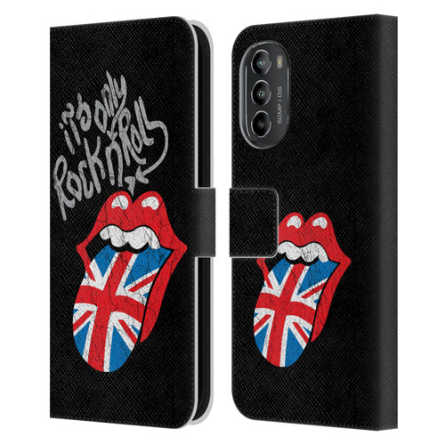 The Rolling Stones Albums Only Rock And Roll Distressed Leather Book Wallet Case Cover For Motorola Moto G82 5G
