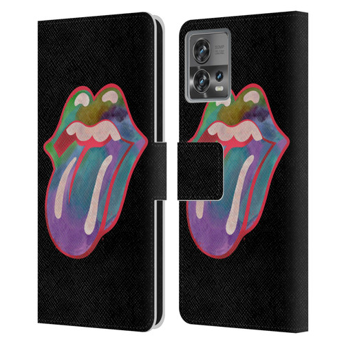 The Rolling Stones Graphics Watercolour Tongue Leather Book Wallet Case Cover For Motorola Moto Edge 30 Fusion