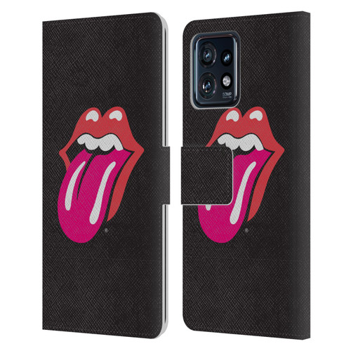 The Rolling Stones Graphics Pink Tongue Leather Book Wallet Case Cover For Motorola Moto Edge 40 Pro