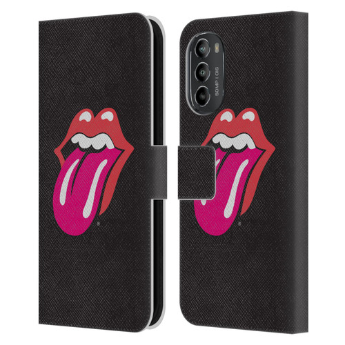 The Rolling Stones Graphics Pink Tongue Leather Book Wallet Case Cover For Motorola Moto G82 5G
