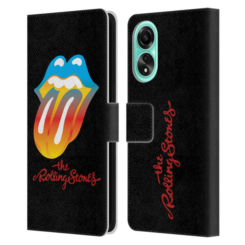 The Rolling Stones Graphics Rainbow Tongue Leather Book Wallet Case Cover For OPPO A78 5G