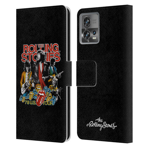 The Rolling Stones Key Art 78 Us Tour Vintage Leather Book Wallet Case Cover For Motorola Moto Edge 30 Fusion