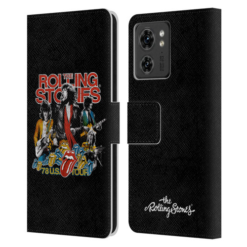 The Rolling Stones Key Art 78 Us Tour Vintage Leather Book Wallet Case Cover For Motorola Moto Edge 40