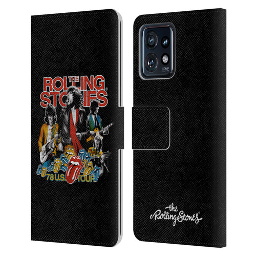 The Rolling Stones Key Art 78 Us Tour Vintage Leather Book Wallet Case Cover For Motorola Moto Edge 40 Pro
