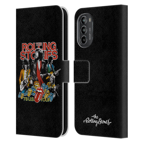 The Rolling Stones Key Art 78 Us Tour Vintage Leather Book Wallet Case Cover For Motorola Moto G82 5G