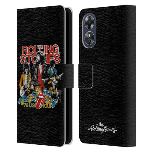 The Rolling Stones Key Art 78 Us Tour Vintage Leather Book Wallet Case Cover For OPPO A17