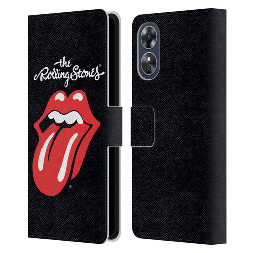 The Rolling Stones Key Art Tongue Classic Leather Book Wallet Case Cover For OPPO A17