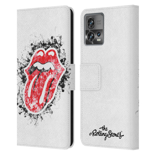 The Rolling Stones Licks Collection Distressed Look Tongue Leather Book Wallet Case Cover For Motorola Moto Edge 30 Fusion